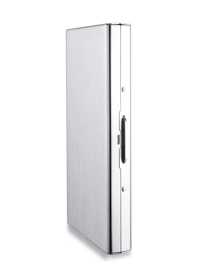 encELade Silver Premium RFID Blocking Metal ATM/Credit/Debit 8 Slot for Men & Women Card Holder - Image 1